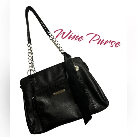 Bags Black Faux Leather Wine Purse W Hidden Spout Poshmark